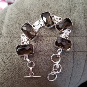 Smoky Quartz 925 Bracelet!